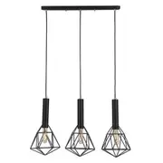 Blackband Iron Cage Pendant Light in Black (3 Light Bar or 3 Light Round Plate)