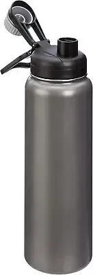 Stainless Steel Insulated Water Bottle With Spout Lid, 890mL, Gray