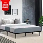 Queen Metal Bed Frame with Headboard, Heavy-Duty Platform Bed with Storage Black