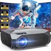 Projector With 5G WiFi And Bluetooth, Native 1080P, Supports 4K, Suitable For Mo