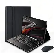 Jarttarn Keyboard Case for Galaxy Tab S10 FE Plus 13.1 inch 2025 (SM-X620/X620B), Detachable Touchpad Keyboard with Pen Holder & Bluetooth Mice Retro Round Key Cute (Black)