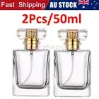 50ml Clear Refillable Perfume Atomizer Empty Flat Glass Spray Bottle Containers