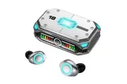 Gaming Bluetooth Earbuds Mecha Style Wireless Earphone for Games Bluetooth 5.3 Wireless Headset-Silver