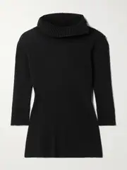 [Proenza Schouler White Label] Proenza Schouler White Label - Daxton Button-embellished Ribbed-knit Turtleneck Sweater - Black - medium medium Black