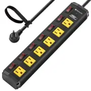 6-Outlets 1200J Power Strip Surge Protector, Flat Plug 6ft Extension Power Cord