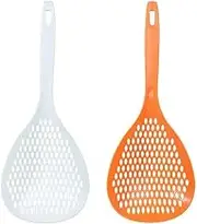 Skimmer Spoon with Handle - Large Straining Spoon - Plastic Straining Colander for Draining Pasta & Vegetable - Skimmer Ladle for Kitchen, 2 Pcs (Style1, One Size)