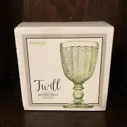 Shannon Twill Crystal White Wine Goblet Emerald Beverage Wine Glass Set of 4
