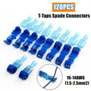 120pcs Blue T-Taps & Male Insulated Spade Quick Lock Wire Terminals Connectors