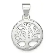 .925 Sterling Silver Polished Round Tree Of Life Pendant