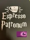 HARRY POTTER "ESPRESSO PATRONUM" COFFEE GIFT WHITE VINYL DECAL STICKER