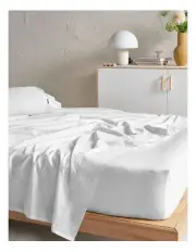 [Linen House] Augusta 500TC Flat Sheets In White