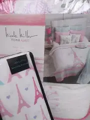 NICOLE MILLER Cynthia Rowley Kids 4pc Eiffel Tower Floral Quilt Sheets Set -Twin