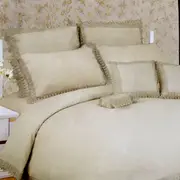 Easy Care Embroidered Polyester Cotton Quilt Cover Set Latte (also known as Grey) Queen