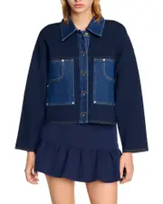 Sandro Denim Detail Cardigan