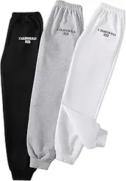[Floerns] Girls 3 Pcs Letter Graphic Print Elastic Waist Sweatpants Jogger Pants