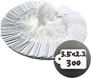 Dart Frog White Paper Price Tags with String (300 Pack, 3.5 × 2.2cm)