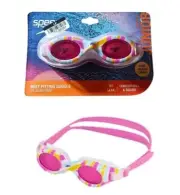 Speedo Glide Girls Swim Goggles Kids Child UVA UVB Anti-Fog White Pink Lens NEW