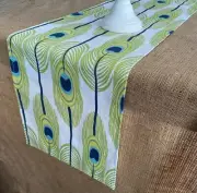 Peacock Table Runner Green Peacock Feather Home Decor Dining Table Centerpiece