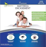 Four Seasons Essentials Queen Mattress Protector Bedbug Waterproof Zippered Encasement Hypoallergenic Premium Quality Cover Protects Against Dust Mites Allergens