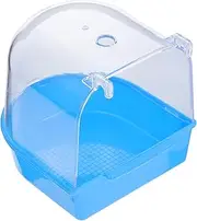 Mipcase Caged Bird Bath for Small Birds Covered Parrot Bath Cage and Design for Canaries and Budgies Blue