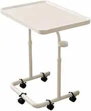 AIMALL Adjustable Mobile Laptop Desk, Portable Computer Table Stand with Tiltable Top, Adjustable Height (23.6in to 27.6in), Foldable Bedside Study Desk with 360° Wheels