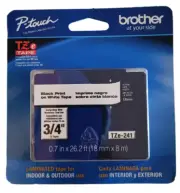 Brother P-touch TZe-241 TZe241 3/4" Label Tape Black Print on White Tape