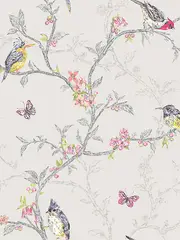 Holden Decor Phoebe Birds Wallpaper Holden Dove Grey