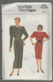 Easy Vogue Pattern 9734 Ladies Dress Size 8, 10, 12
