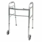 BodyMed Two Button Folding Walker with Wheels, Lightweight Mobility Aid