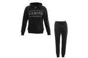 FIL Women's Fleece Hoodie Tracksuit Set - L'AMOUR/Black [Size: 8]