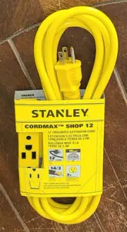 Stanley Cordmax Shop 12' Grounded Extension Cord w/3 Outlets #31912