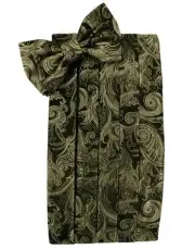 NEW Men's Cardi Green Moss Paisley Tuxedo Tux Cummerbund Bow tie Hankie.TUXXMAN