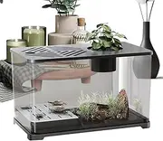 Aquarium Fish Tank | Desktop Large Fish Tank Aquarium,Container Panoramic HD with Turtle Resting Area for Aquatic Planting Guppy Shrimp Jellyfish, Desk Decor