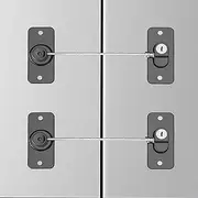 Refrigerator Lock with Key, Fridge Locks,Lock for Fridge Freezer, Cabinets and Drawers, Air Oven Air Fryer, Closets, Windows, 2 Pack Refrigerator Lock with 4 Keys (Black-Mini)