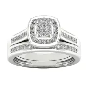 10k White Gold Round Cut 0.5Ct Diamond Bridal Set Ring Size 9 Clarity I2