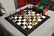 The Zagreb '59 Chess Set and Board Combination - Red Mahogany Gilded