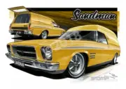 HOLDEN SANDMAN HQ PANEL VAN SUNBURST A3 FRAMED PRINT (HC404)