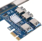 PCIE EUX1-04 Ver 002 1 to 4 Slots Riser Card Adapter USB 3.0 PCIE for BTC Mining