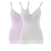 Rhonda Shear 2-pack Pin Up Camisole with Lace Trim Silver/Lavender M #650230 HSN