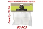 90 x 120ml Plastic Dressing Dipping Sauce BPA Free Mini Container With Lids Takeaway