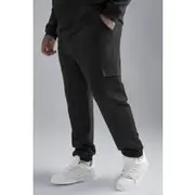 Mens Black Plus Textured Smart Cargo Jogger