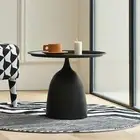 Small Side Table Round Black Coffee Table for NightStand Dorm Home Office