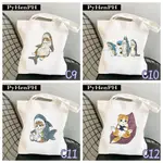 CUTE CANVAS TOTE BAG海洋貓貓插畫系列帆布包 外出包 單肩包 工作包 學生A4包 可愛海洋貓咪包