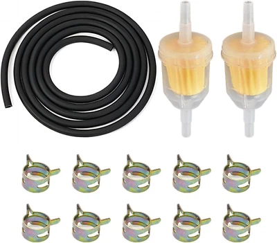 Motorbike Fuel Filter Hose Kit, 2 Meter 8Mm Fuel Line 10X Hose Clamps 2X Fuel...