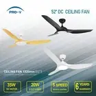 52" 132Cm 3CCT LED Light Optional DC Motor Ceiling Fan 5 Speed Remote Control