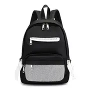Solid Color Casual Handbag Double Zipper Design Mesh Girl Backpack Bag (Black)