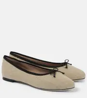 [Malone Souliers] Malone Souliers x Tabitha Simmons Misty canvas ballet flats AU 9 beige