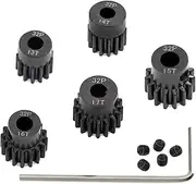 5-Pack Black Steel Metal 5mm Pinion Motor Gear Sets 13T 14T 15T 16T 17T Compatible with HPI Kyosho Losi Axial Tamiya 1/8 1/10 RC Car Monster Truck Buggy