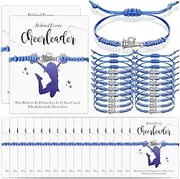 XunYee 60 Pcs Christmas Cheer Team Bulk Gifts Cheerleading Bracelets Cheerleader Girls Charm Adjustable Stuff Wish Card Favors, about 8.66 inches, wax rope, alloy, paper