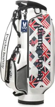 PSYCHO BUNNY Golf Men's Caddy Bag FLAG 9 x 46 inch 3.4kg White PBMG2FC5